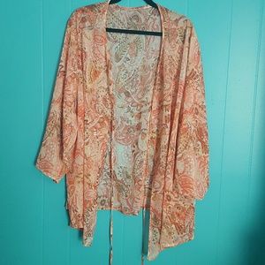 Boho Paisley flowy swim coverup with bead detail